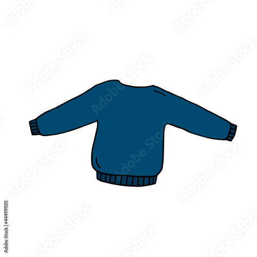 A warm sweater. Winter clothes. Cold weather. Fashion. Vector. Doodle. Hand-drawn illustration.	