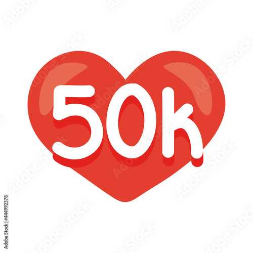 50k followers in heart