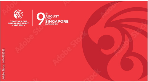 The 56th, 2021 Singapore Independence Day logo. Abstract design with the lion head symbol. Useful for national holidays poster, shopping template, banner and more. Vector illustration.