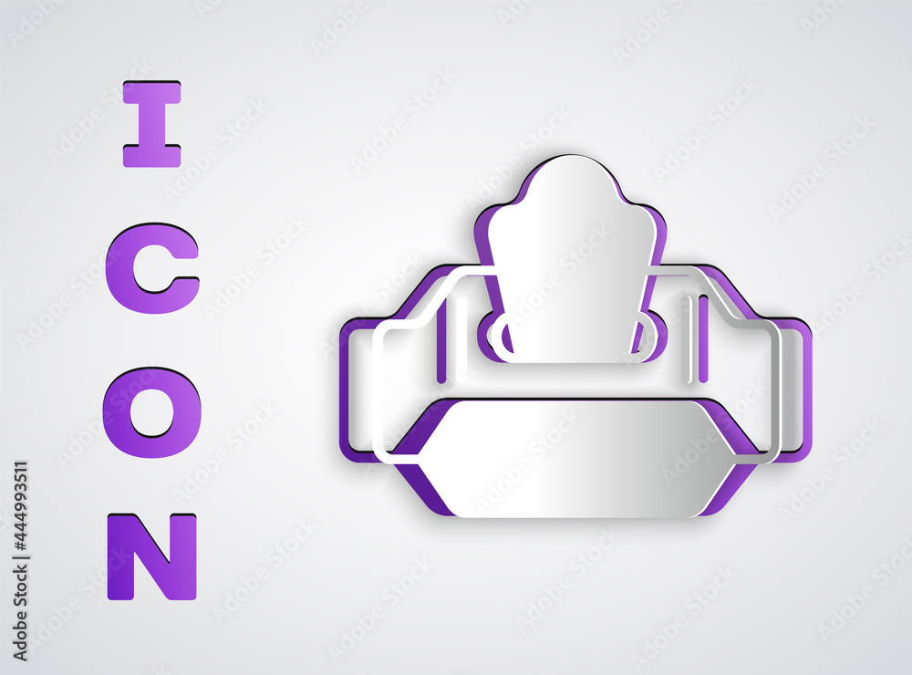 Paper cut Wet wipe pack icon isolated on grey background. Paper art style. Vector Paper cut Wet wipe pack icon isolated on grey background. Paper art style. Vector