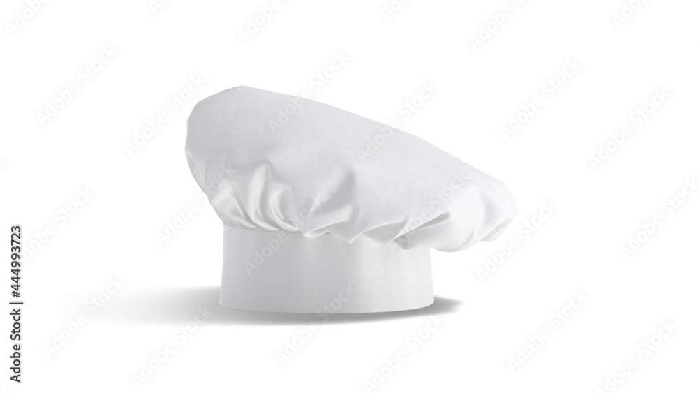 Blank white chef hat mockup, looped rotation