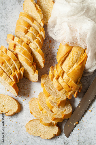 French style baguettes sliced into thin rounds