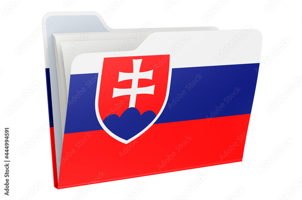 Computer folder icon with Slovak flag. 3D rendering