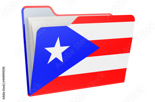Computer folder icon with Puerto Rican flag. 3D rendering