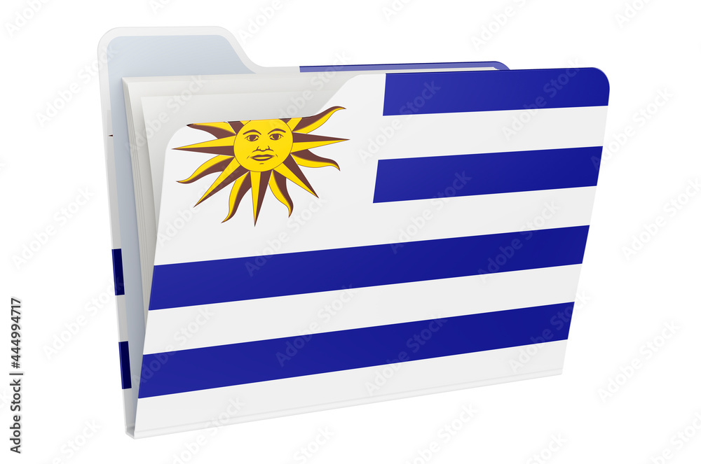 Fototapeta premium Computer folder icon with Uruguayan flag. 3D rendering