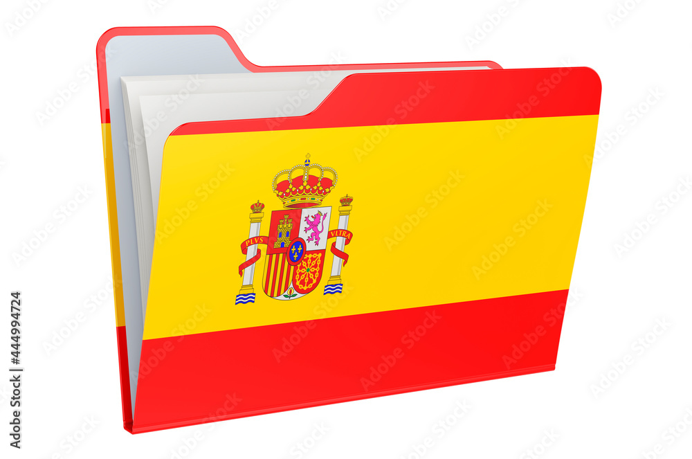 Obraz premium Computer folder icon with Spanish flag. 3D rendering