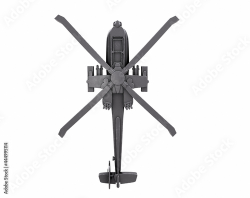 War helicopter isolated on grey background. 3d rendering - illustration