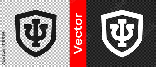 Black Psychology icon isolated on transparent background. Psi symbol. Mental health concept, psychoanalysis analysis and psychotherapy. Vector