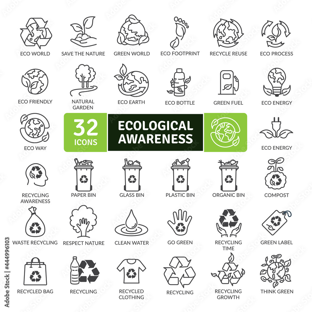 Ecological Concept Icons Pack. Thin line icons set. Flat icon collection set. Simple vector icons