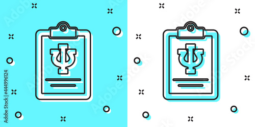 Black line Psychology icon isolated on green and white background. Psi symbol. Mental health concept, psychoanalysis analysis and psychotherapy. Random dynamic shapes. Vector