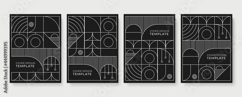 Black and white luxury Invitation card design vector. Abstract geometry frame and Art deco pattern background. Use for wedding invitation, cover, VIP card, print, poster and wallpaper