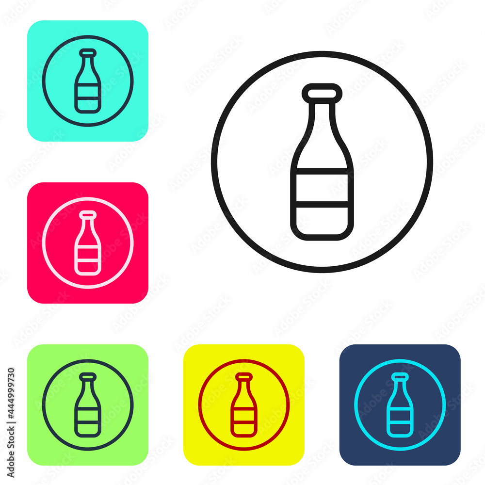 Black line Bottle icon isolated on white background. Set icons in color square buttons. Vector Black line Bottle icon isolated on white background. Set icons in color square buttons. Vector