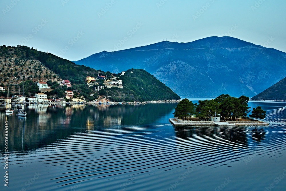Greece, the island of Ithaki - view of the Vathi before sunrise
