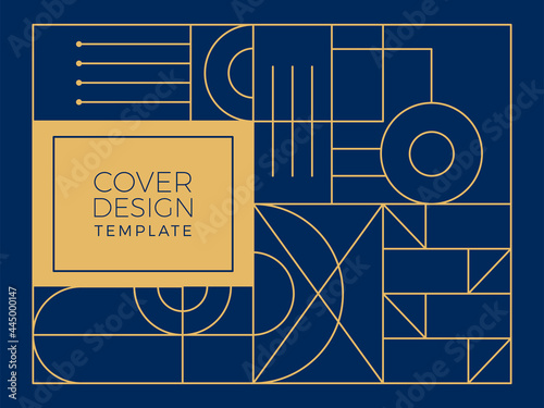 Abstract art deco background. Luxury minimal style wallpaper with golden line art, geometric shapes, Memphis concept, abstract texture. Vector background for cover, banner, poster, web, and packaging