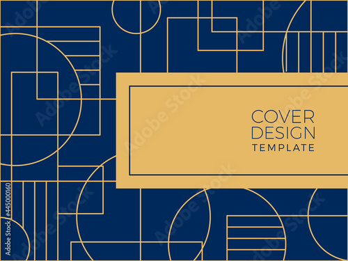 Abstract art deco background. Luxury minimal style wallpaper with golden line art, geometric shapes, Memphis concept, abstract texture. Vector background for cover, banner, poster, web, and packaging