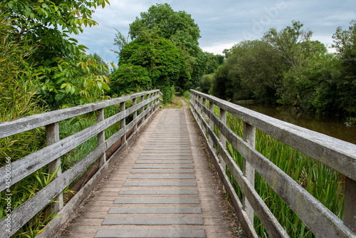 Kintbury, Berkshire, UK. 2021, A pedestrian only footbridge crossing a waterway alongside the Kennet and Avon Canal. © petert2