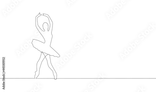 Self drawing animation of continuous line drawing of woman ballet dancer