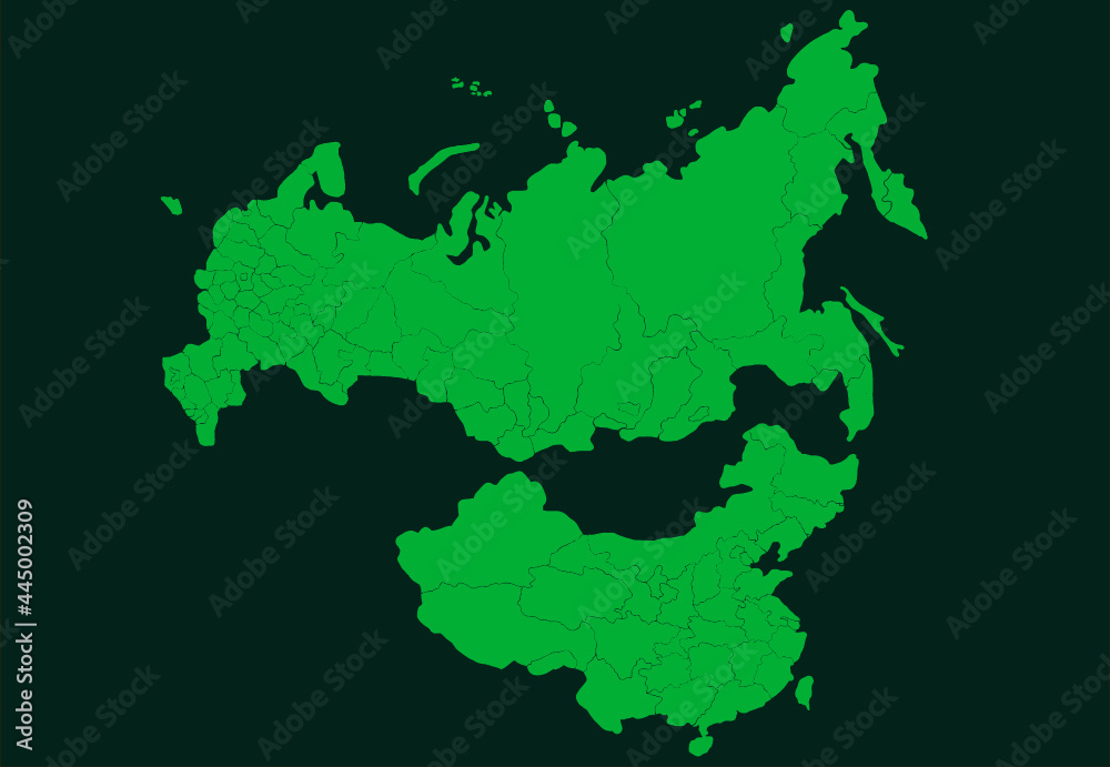 map of Russia and China