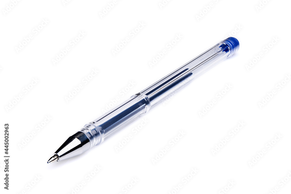 Plastic ballpoint pen on a white background. The subject is all in focus. Plastic ballpoint pen on a white background. The subject is all in focus.