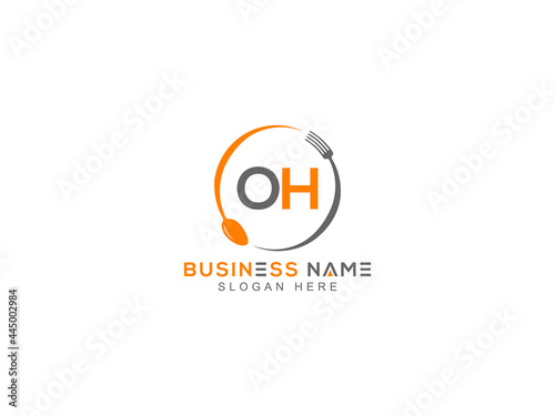 Letter OH Logo, line art oh mountain logo icon vector for river forest hill landscape typography image design
