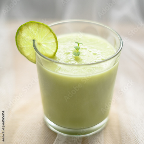 Green smoothie with avocado and lime