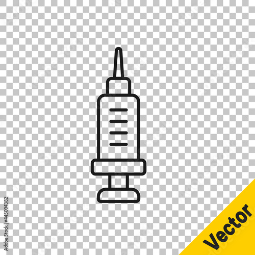 Black line Addiction to the drug icon isolated on transparent background. Heroin, narcotic, addiction, illegal. Sick junkie with a syringe and medical pills. Vector