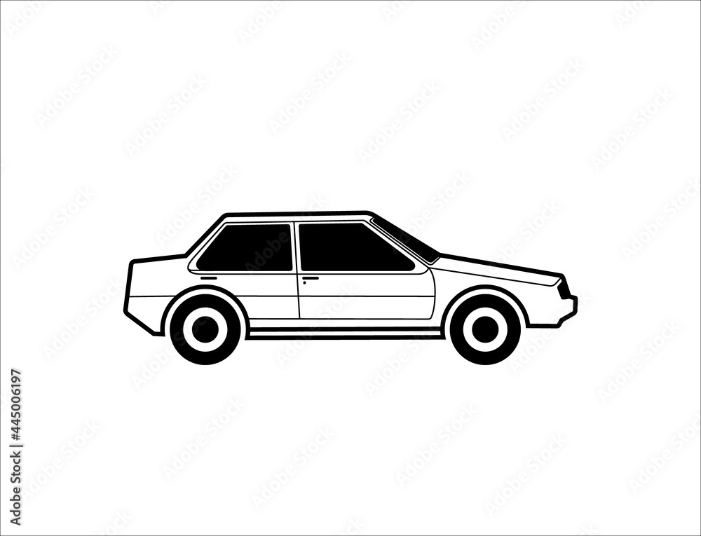 Car icon in thin line style side view