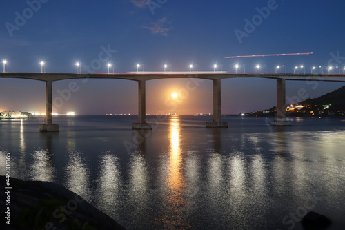 Fototapeta Naklejka Na Ścianę i Meble -  bridge at night with moon