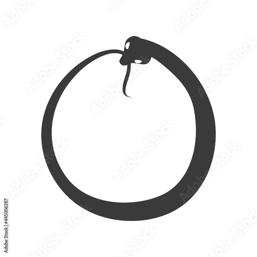 Esoteric symbol. Mystical and magical design with a snake biting its own tail