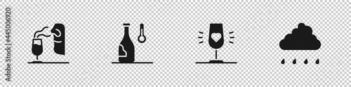Set Sommelier, Wine temperature, glass and Cloud with rain icon. Vector