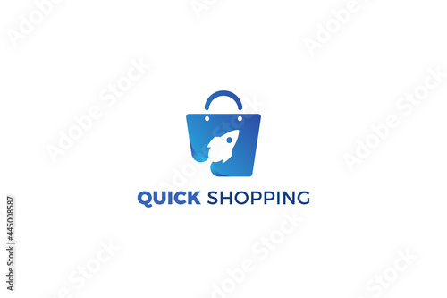 Quick shopping speedy rocket bag icon