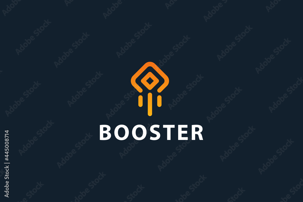Speedy Rocket space ship velocity booster logo  