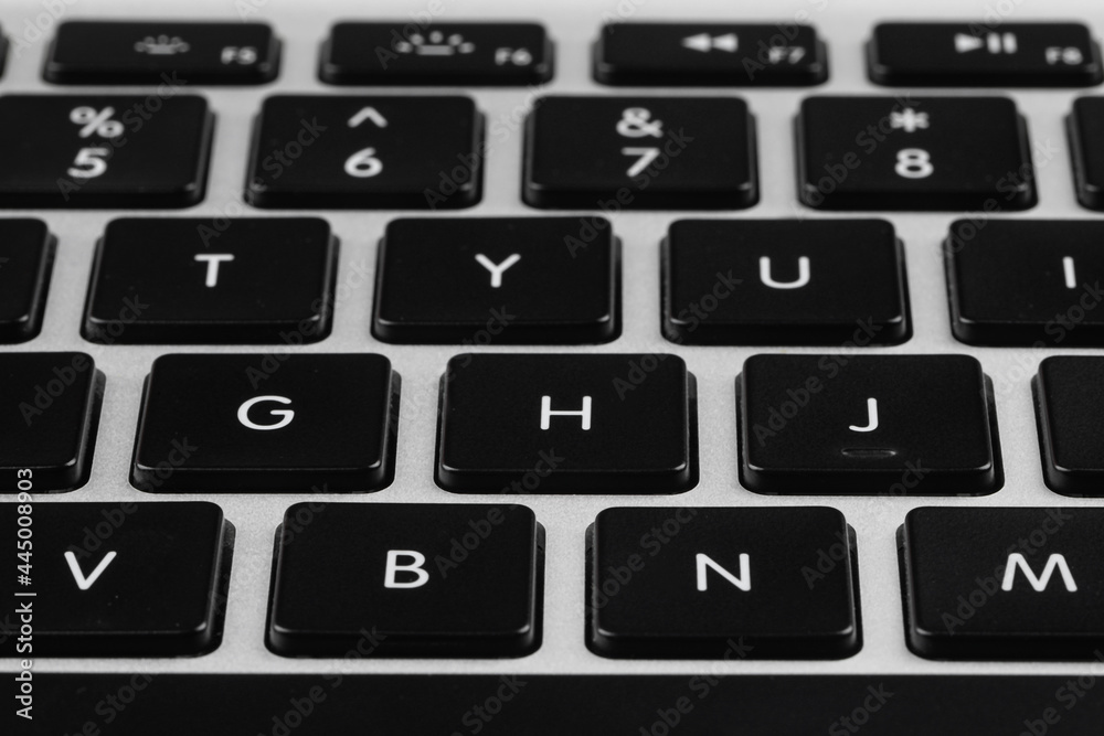 Closeup view of buttons on modern computer keyboard Closeup view of buttons on modern computer keyboard