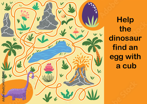 Wallpaper Mural Help dinosaur find path to nest. Labyrinth. Maze game for kids. Help dino moms to find their eggs kid learning game with maze. Torontodigital.ca