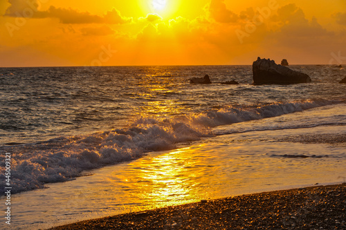 According to ancient Greek legend, it was here that the goddess of love Aphrodite, born from the foam of the sea, came to the shore of Cyprus.    