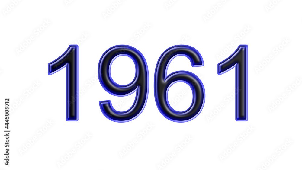blue 1961 number 3d effect white background blue 1961 number 3d effect white background