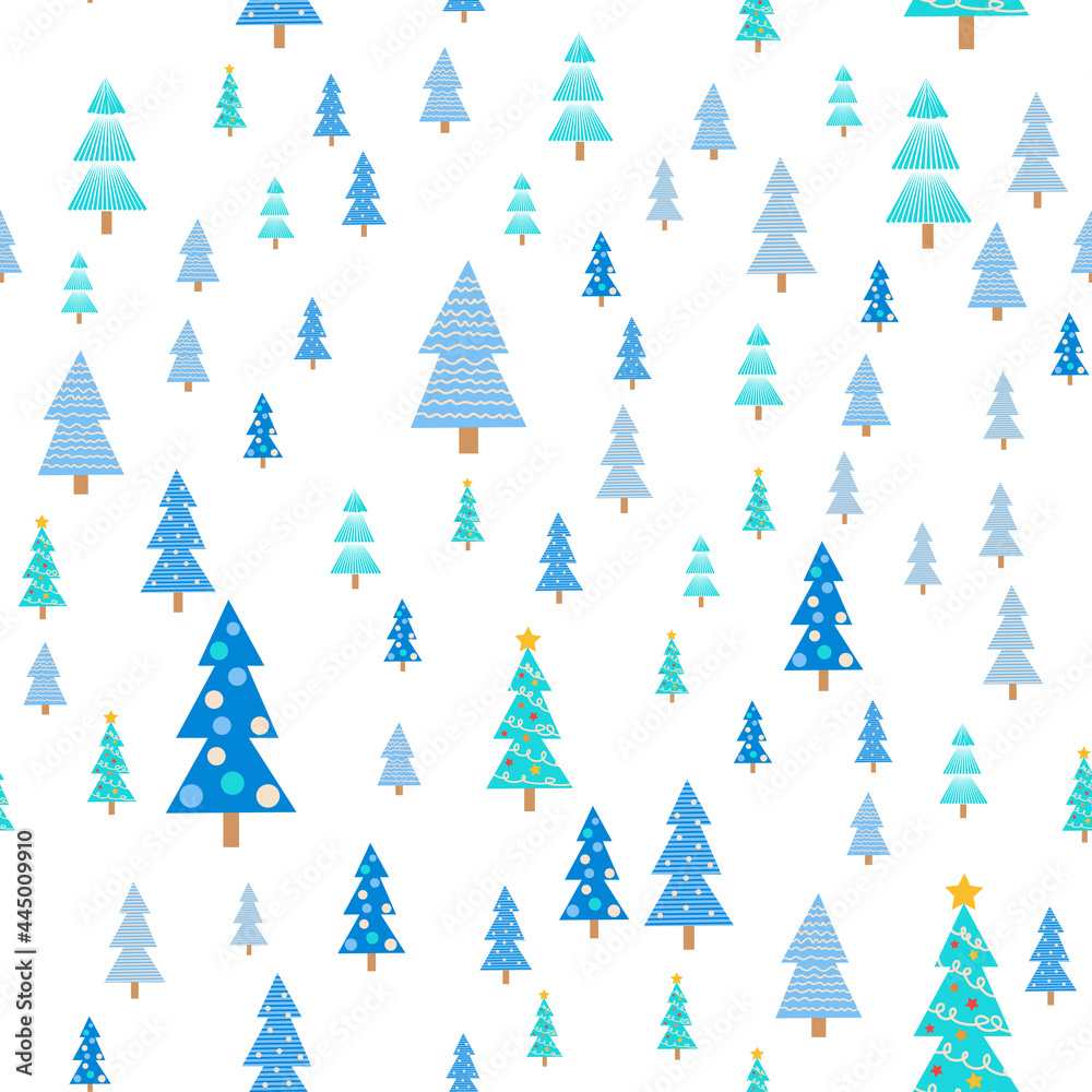 christmas tree seamless pattern. Winter forest, pine trees and snowflakes Print for fabric, wrapping paper christmas tree seamless pattern. Winter forest, pine trees and snowflakes Print for fabric, wrapping paper