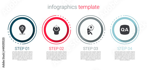 Set Psychology, Psi, Anger, Helping hand and Question Answer. Business infographic template. Vector