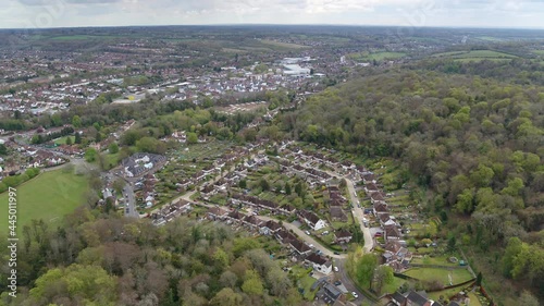 British town aerial view of housing estate in High Wycombe UK photo