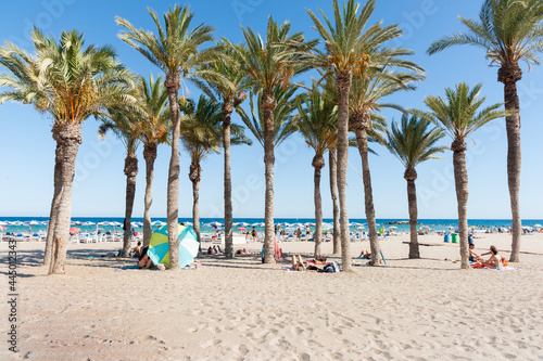 Summer Mediterranean beach scenes La Vila Joiosa  Alicante Spain