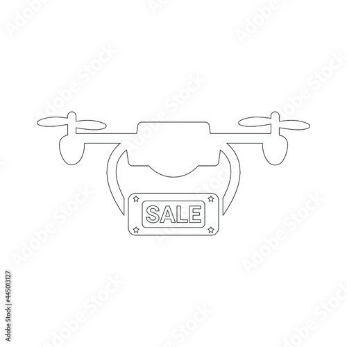 Shopping air drone sale icon (Outline Vector illustration)