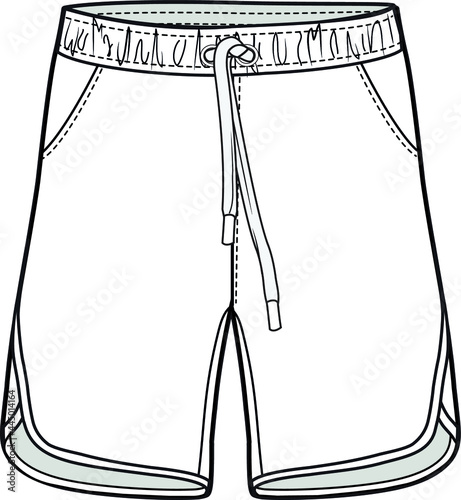 drawstring elastic waist shorts vector illustration template