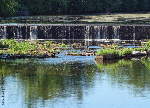 The weir at Spencerville Mill on the South Nation River in Spencerville, Ontario.