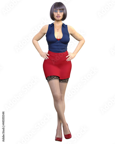 Sexy secretary in mini skirt and stocking. © vladnikon