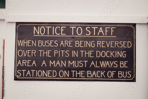 Sign at bus depot
