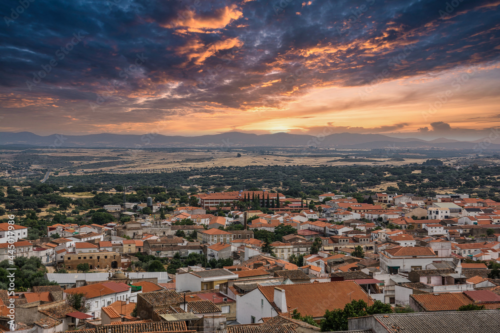 Albuquerque Town At Sunset With A Dramatic Sky. Spain