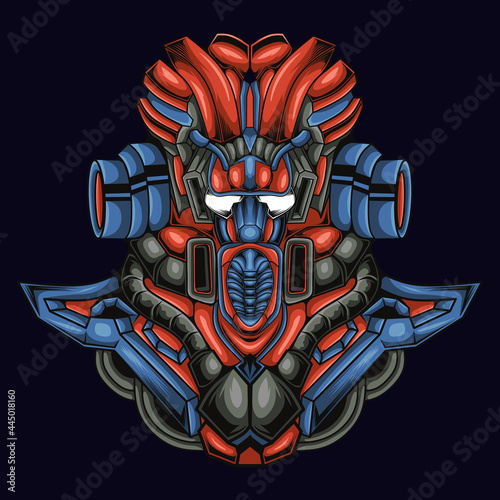 Goat mecha robotic illustration