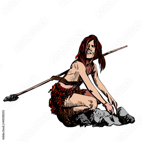 Caveman cro-magnon, the young man (Homo sapiens). Vector