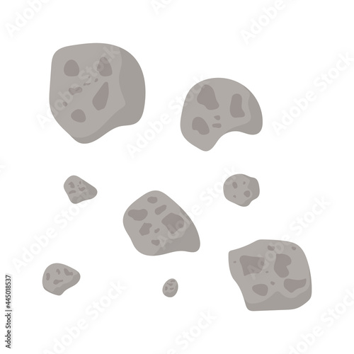 Vector asteroid illustration in flat style isolated on white background.