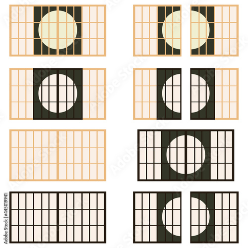 イラスト素材　丸型の障子　ベクター